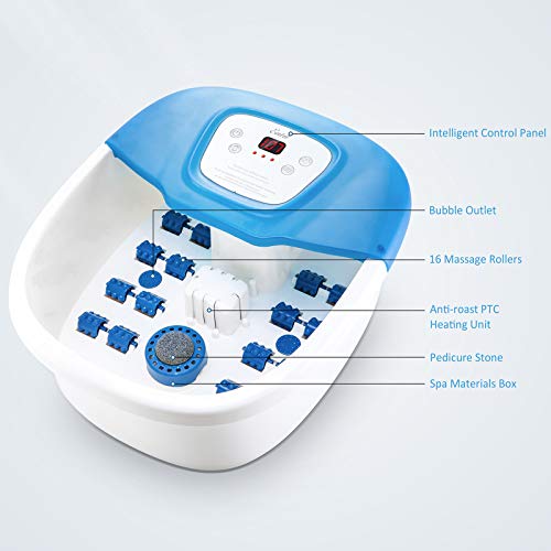 Foot Spa Bath Massager with Heat Bubbles Vibration, Heated Foot B...