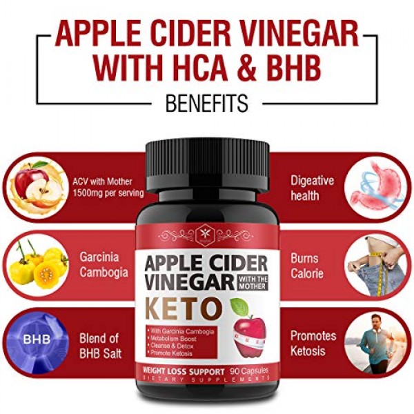 Apple Cider Vinegar Capsules with Mother & Keto Diet Pills with G...