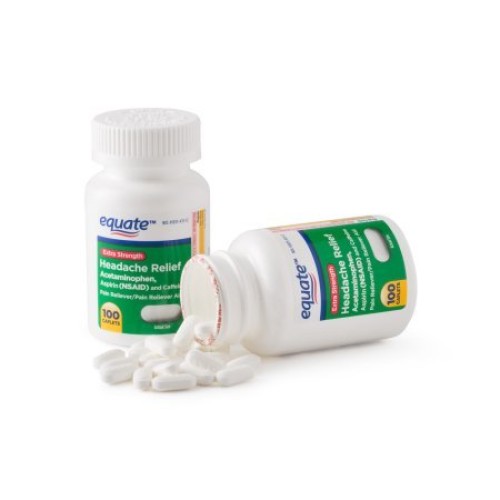 Equate Extra Strength Headache Relief Caplets, 250 mg, 100 Ct, 2 Pk