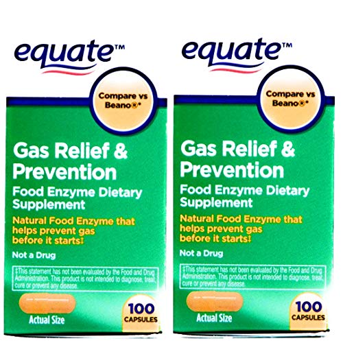 Equate 2 Pack of Gas Relief Prevention, Food Enzyme Dietary Suppl...