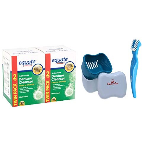 Equate Denture Cleaner Tablets Fresh Mint 240 Count With Dentu-Ca...