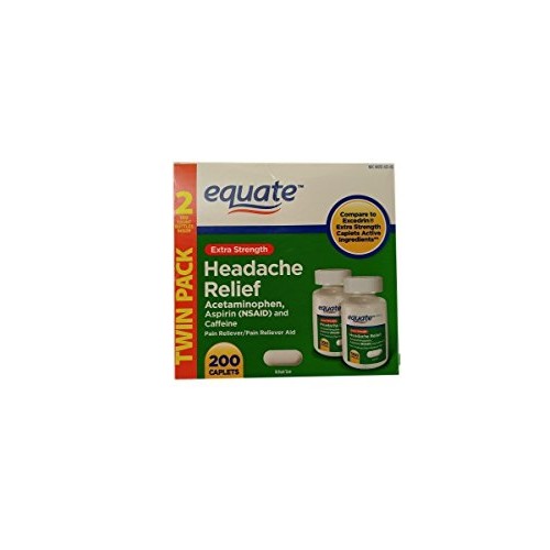 Equate Extra Strength Headache Relief 2-Pack 400 caplets Compar...