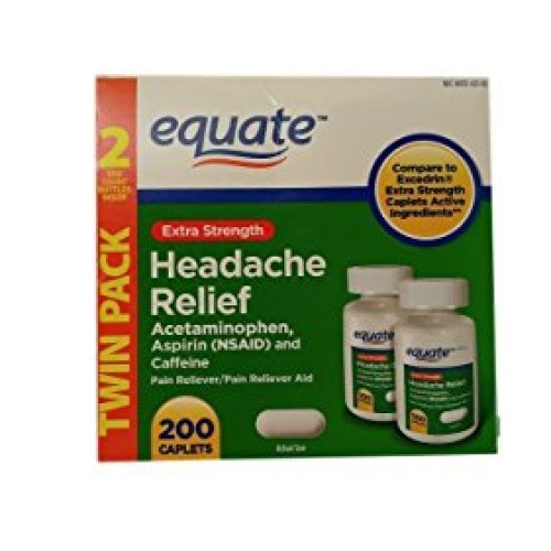 Equate Extra Strength Headache Relief 2-Pack 400 caplets Compar...