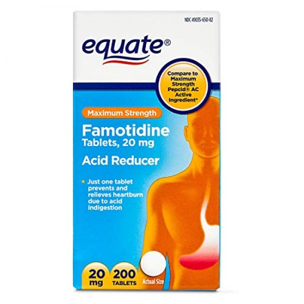 Equate Maximum Strength Acid Reducer Famotidine Tablets, 20 Milli...