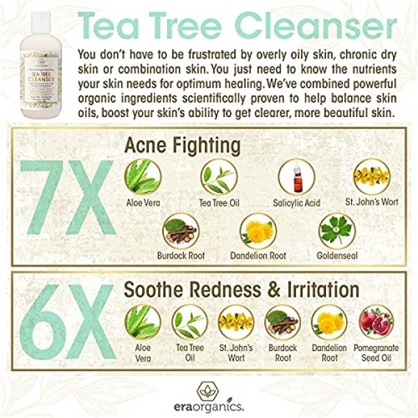 Era Organics Tea Tree Oil Face Cleanser – Soothing Face & Body Wa...