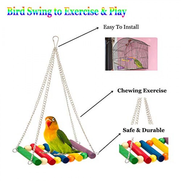 ESRISE 8 Pcs Bird Parakeet Cockatiel Parrot Toys, Hanging Bell Pe...