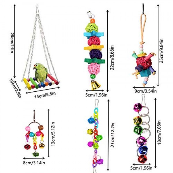 ESRISE 8 Pcs Bird Parakeet Cockatiel Parrot Toys, Hanging Bell Pe...