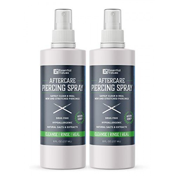 2 Pack Piercing Aftercare Spray 8 OZ Per Bottle - Natural & Gen...