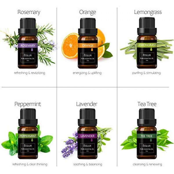 Essential Oils Set, Esslux Top 6 Aromatherapy Essential Oils for ...