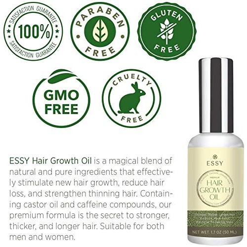 Natural Growth Hair Oil with Caffeine - Hair Growth Oil for Stron...