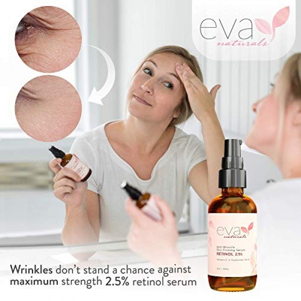 Eva Naturals Anti-Aging Retinol Serum For Face - Pro 2.5% Retinol...