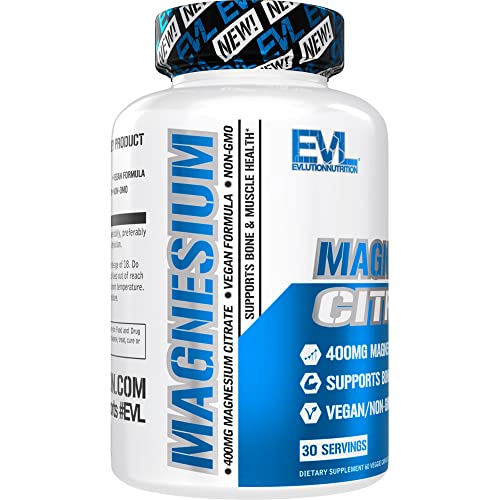 EVL Magnesium Citrate Capsules 400mg - Muscle and Bone Health Mag...