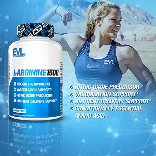 Evlution Nutrition L-Arginine 1500 mg, Ultra-Pure Nitric Oxide Su...
