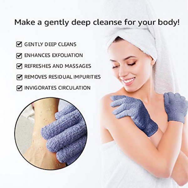 Evridwear Exfoliating Dual Texture Bath Gloves for Shower, Spa, M...