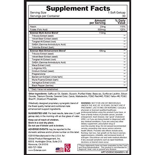Extenze Maximum Strength Male Enhancement Nutritional Supplement ...