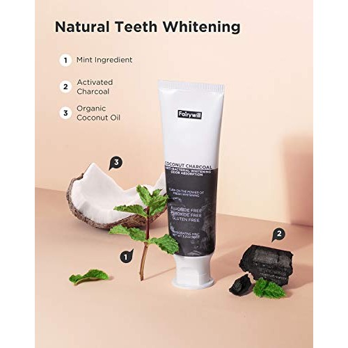 Activated Charcoal Toothpaste for Whitening Teeth, Coconut Charco...