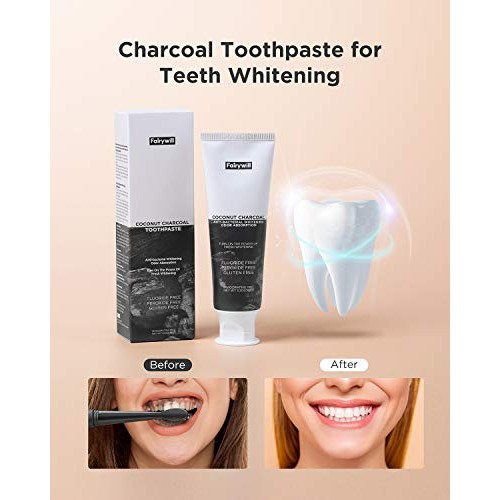 Activated Charcoal Toothpaste for Whitening Teeth, Coconut Charco...