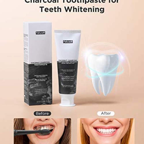 Activated Charcoal Toothpaste for Whitening Teeth, Coconut Charco...