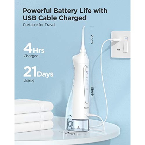 Water Flosser, Fairywill 300ML Cordless Portable Water Pick Teeth...