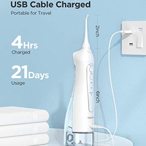 Water Flosser, Fairywill 300ML Cordless Portable Water Pick Teeth...