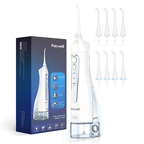 Water Flosser, Fairywill 300ML Cordless Portable Water Pick Teeth...