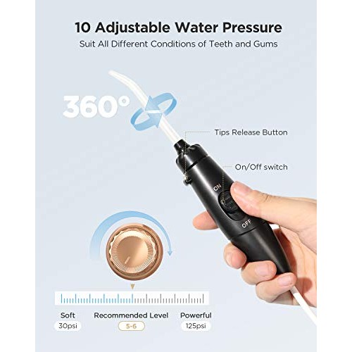 Water Flosser For Teeth, Fairywill Dental Oral Irragator with 8 J...