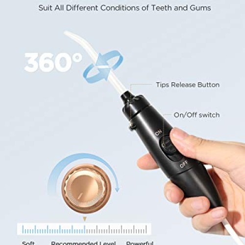 Water Flosser For Teeth, Fairywill Dental Oral Irragator with 8 J...