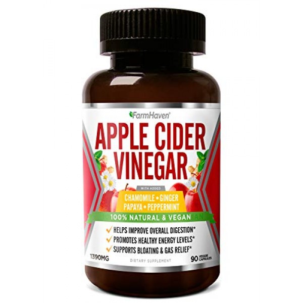 Apple Cider Vinegar Capsules with Ginger, Papaya & Chamomile | 13...