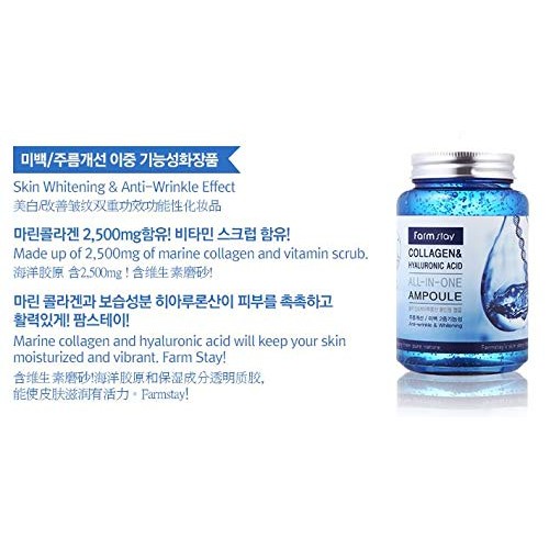 Farm stay Collagen & Hyaluronic Acid All In One Ampoule 250ml+Cle...
