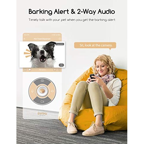 Faroro Dog Camera Treat Dispenser 1080P FHD Night Vision WiFi Pet...