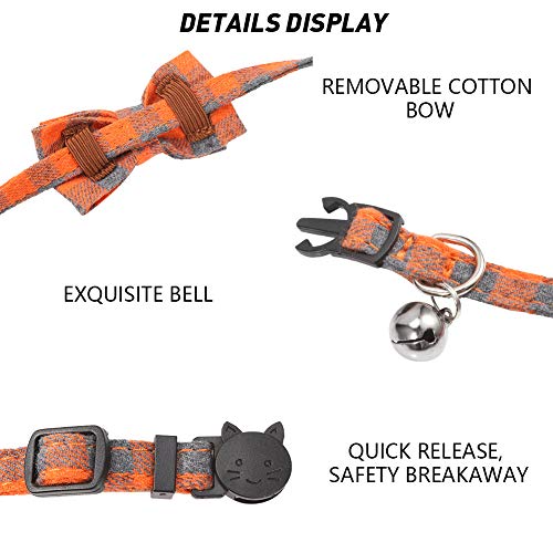 Inscape Data 6 Pack Cat Collars with Bowtie and Bell, Plaid Patte...