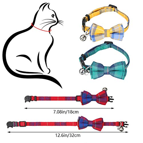 Inscape Data 6 Pack Cat Collars with Bowtie and Bell, Plaid Patte...