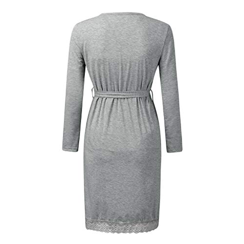 Maternity Robe Dress Womens Indoor Solid Color Loose Long Sleeve...