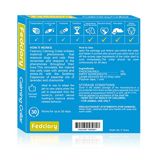 Fedciory Calming Collar for Dogs Anxiety Relief Pheromone Dog Cal...