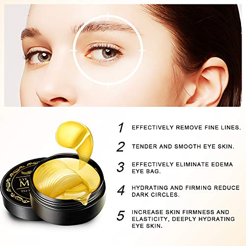 Under Eye Patches, 24K Gold Eye Mask, 60PCS Eye Gel Pads With Col...