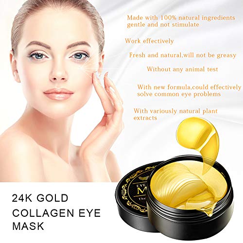 Under Eye Patches, 24K Gold Eye Mask, 60PCS Eye Gel Pads With Col...