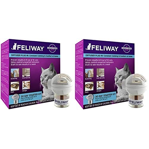 Feliway 2 Pack of Plug-in Calming Diffuser Starter Kits for Cats,...