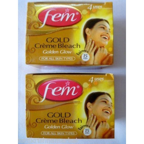 2 FEM Herbal Gold Cream Bleach Wt Real Gold Golden Glow Natural F...