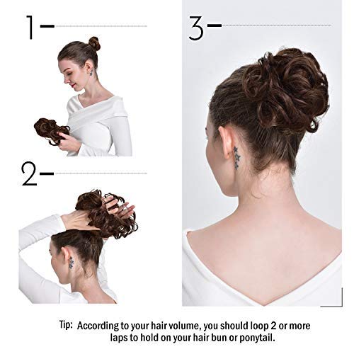 FESHFEN Hair Bun Extensions Messy Curly Hair Scrunchies Hairpiece...