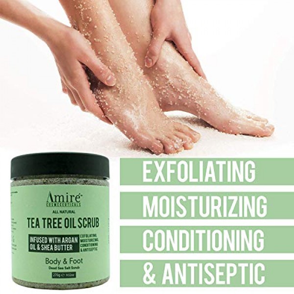 Amire Tea Tree Oil Exfoliating Body and Foot Scrub with Dead Sea ...