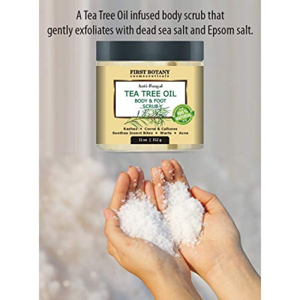 100% Natural Tea Tree Oil Body & Foot Scrub with Dead Sea Salt - ...