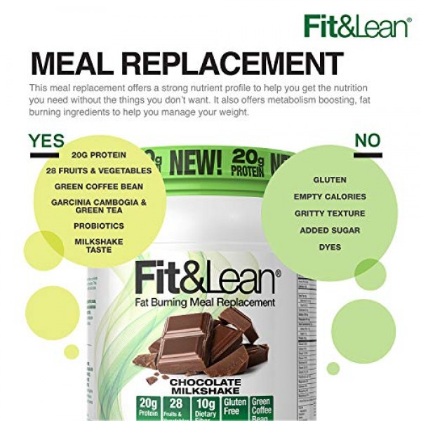Fit & Lean Meal Shake Fat Burning Meal Replacement with Protein, ...