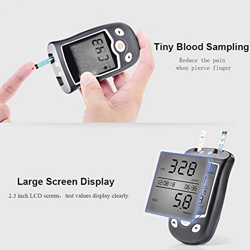 Blood Sugar Tester 2 in1 Blood Glucose and Uric Acid Meter LCD La...