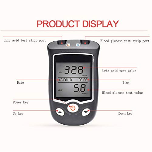 Blood Sugar Tester 2 in1 Blood Glucose and Uric Acid Meter LCD La...