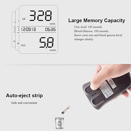 Blood Sugar Tester 2 in1 Blood Glucose and Uric Acid Meter LCD La...