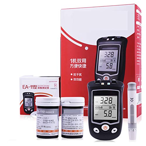 Blood Sugar Tester 2 in1 Blood Glucose and Uric Acid Meter LCD La...