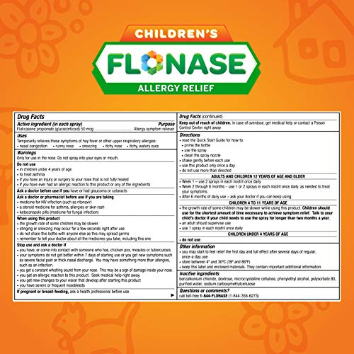 Flonase Childrens Allergy Relief Nasal Spray, 72 sprays