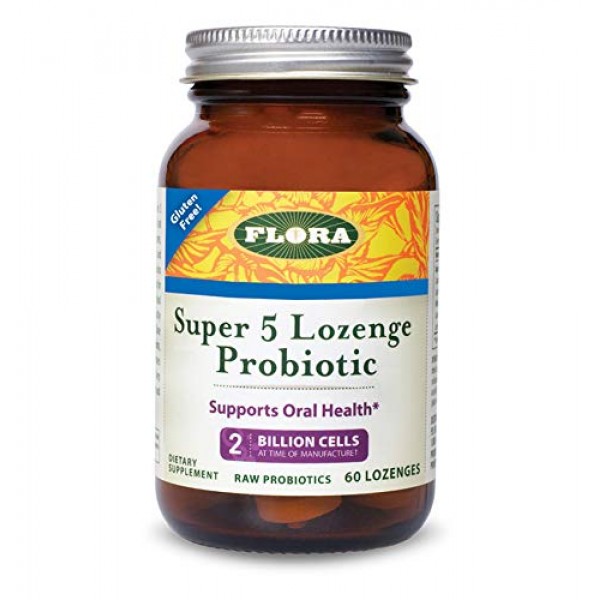 FLORA - Super 5 Lozenge Oral Probiotic, Bad Breath, RAW, 60 Count