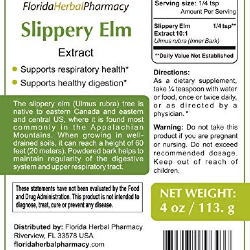Florida Herbal Pharmacy, Slippery Elm Bark Ulmus rubra Extract ...