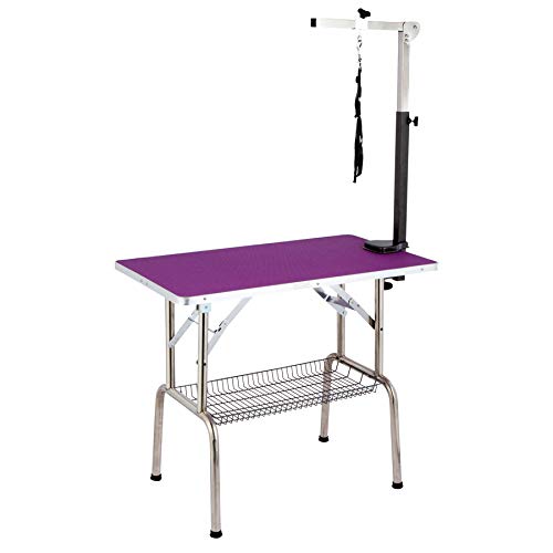 Flying Pig Purple Dog Grooming Table w/Super Tough Grooming Arm -...